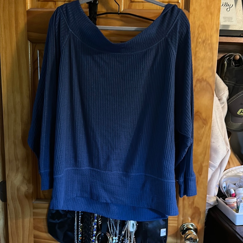 Medium blue off shoulder top